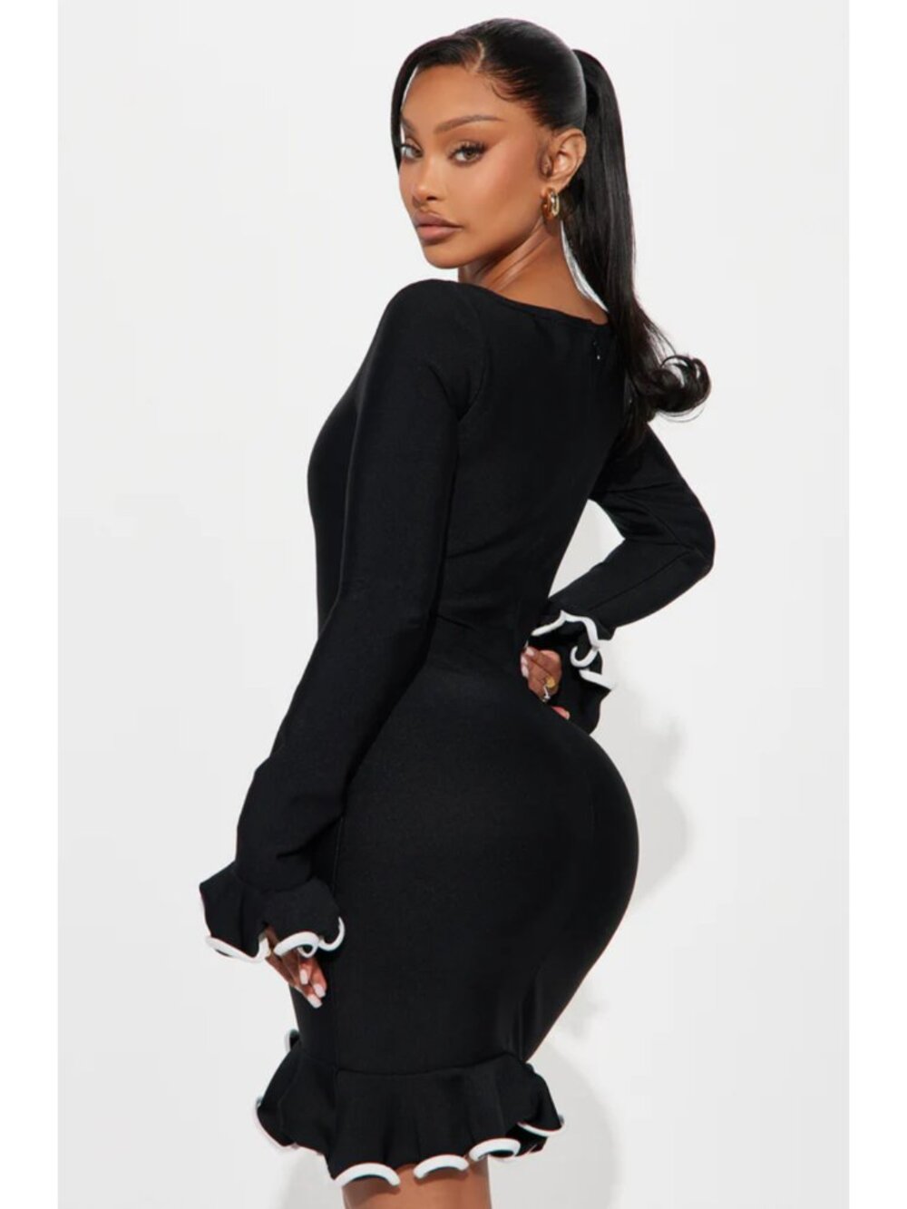 Fashion Nova Maddie Bandage Mini Dress Black White XS - Picture 3 of 3